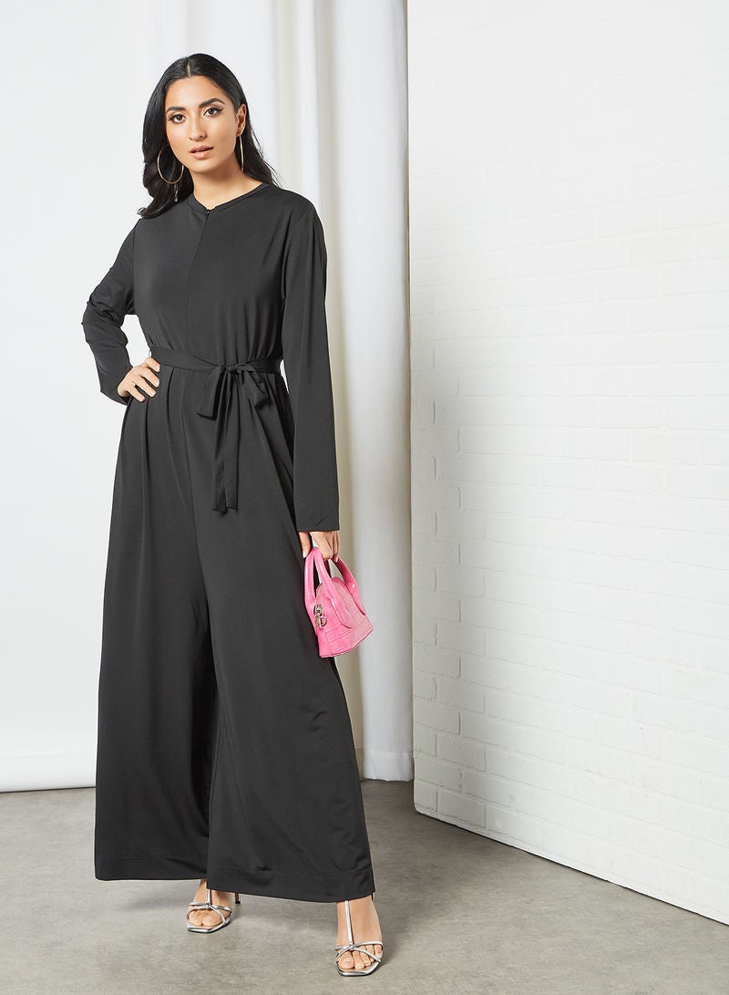 DESERT COVE FASHION - Modest Wide Leg Jumpsuit Black - Image 1