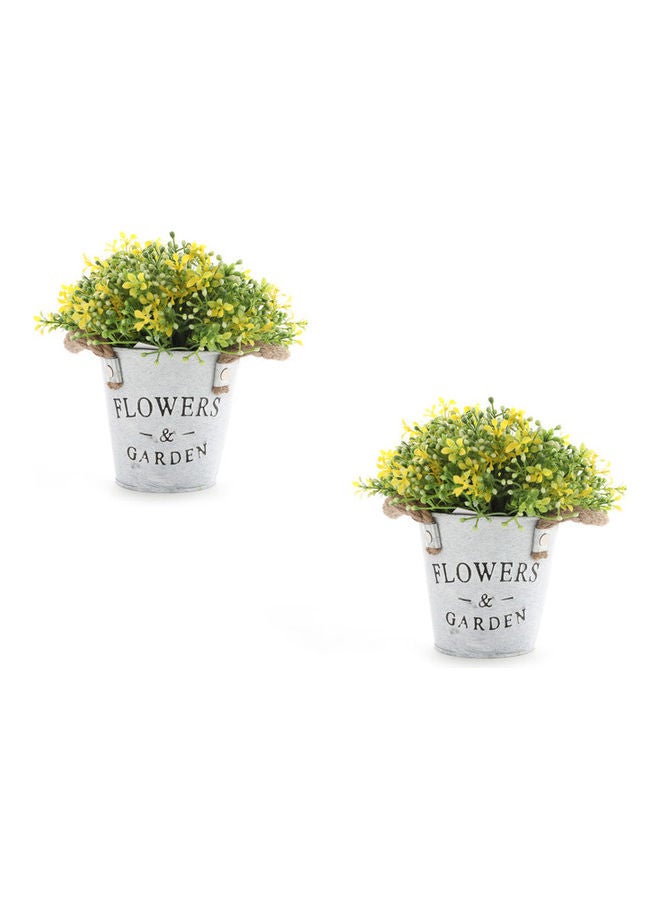 DRAMA HOME 2-Piece Artificial Plant With Pot Green/Yellow 20x10x8cm  - Image 2