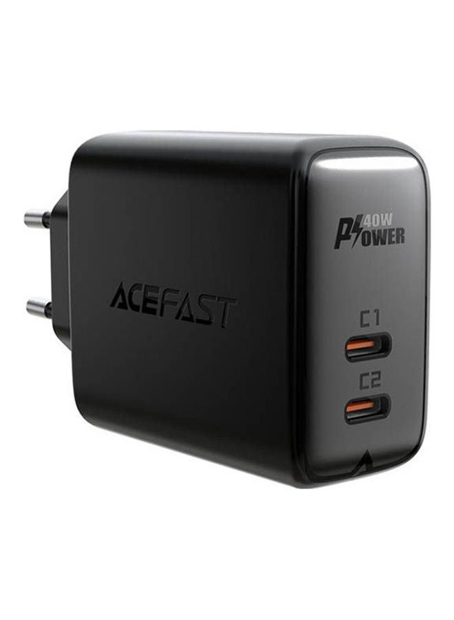ACEFAST Pd40W(Usb-C+Usb-C) Dual Port Charger (Eu) Black - Image 1