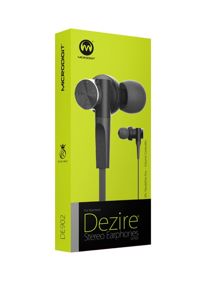 ميكرو ديجيت سمّاعة أذنٍ داخلية سلكية ديزير DE902 بصوت ستيريو أسود - Image 2