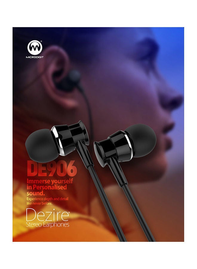 ميكرو ديجيت سمّاعة أذن داخلية ديزير DE906/BL سلكية بصوت ستيريو أسود - Image 3