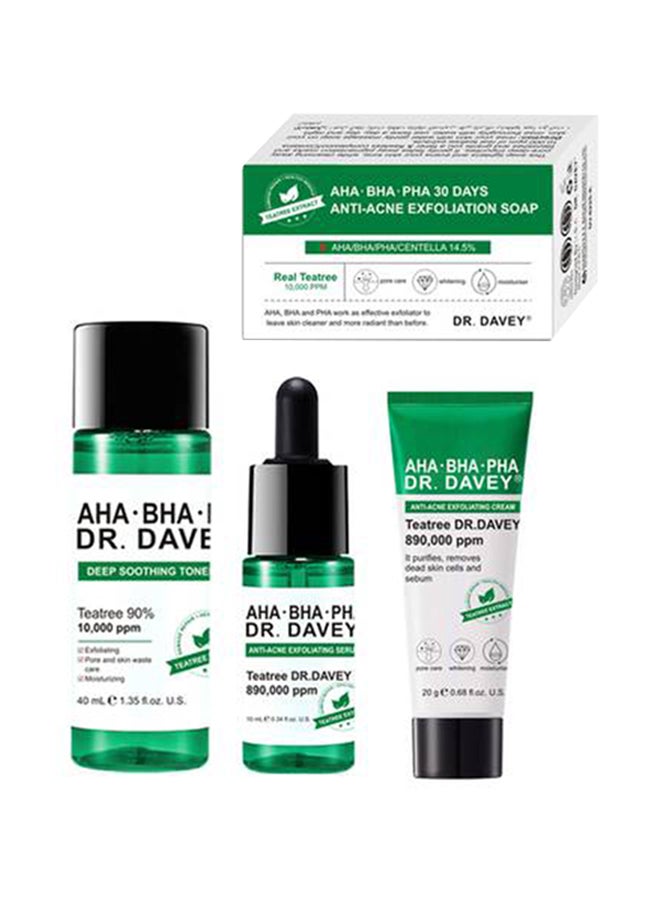 دكتور دافي مجموعة التقشير AHA BHA PHA مضادة لحب الشباب مكونة من 4 قطع 30g + 40ml + 10ml + 20g - Image 1