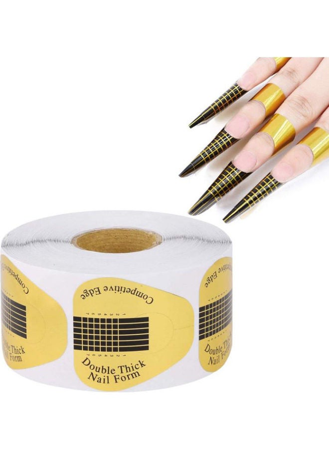 Elite Acrylic Nail Form Sticker Roll White/Gold - Image 2