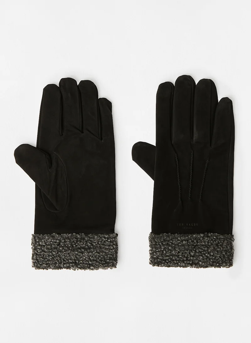 Ted Baker Logo Detail Leather Gloves Black