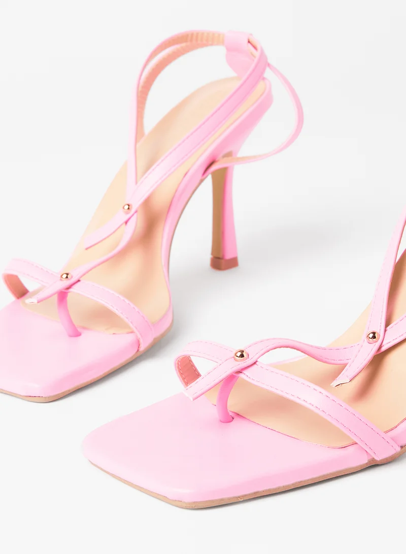 لايبل ريل صندل بحافة مربعة Pink