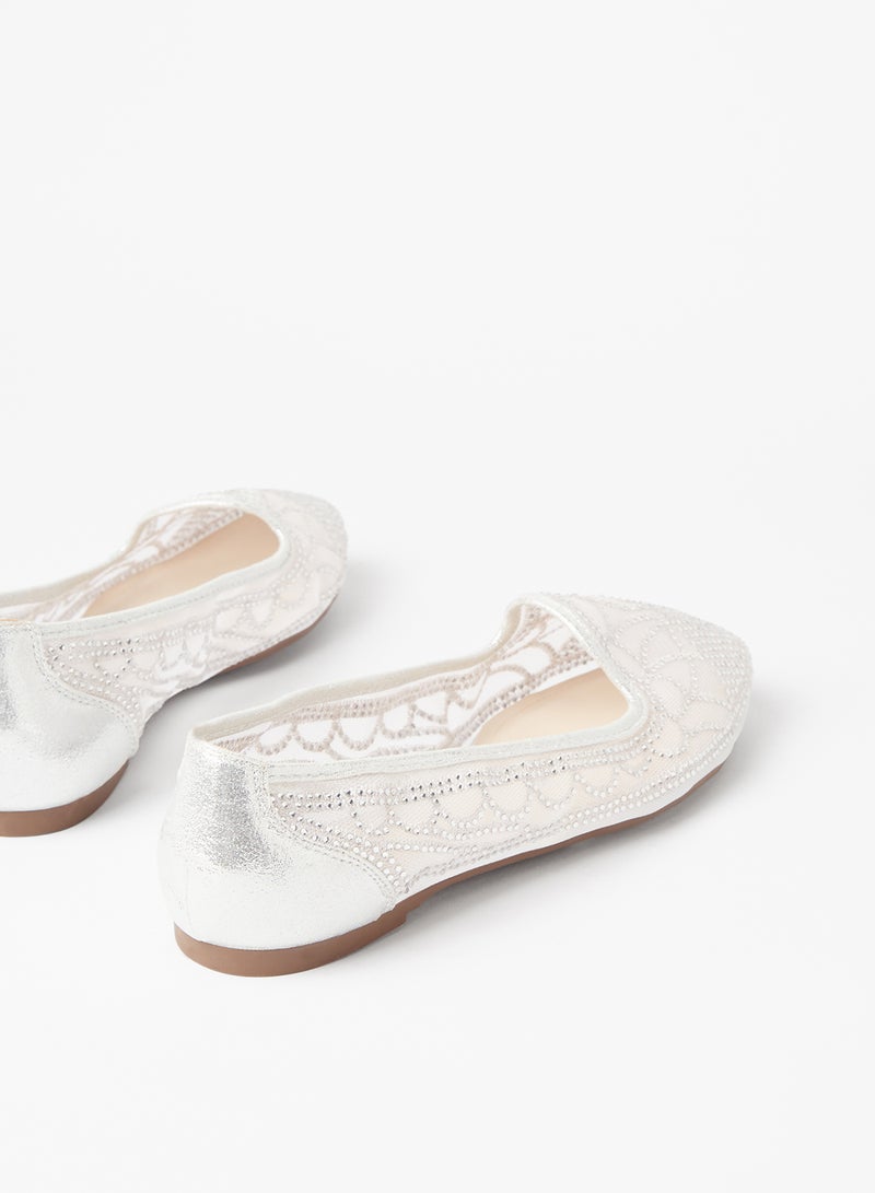 Cobblerz - Embellished Stylish Ballerina Silver - Image 1