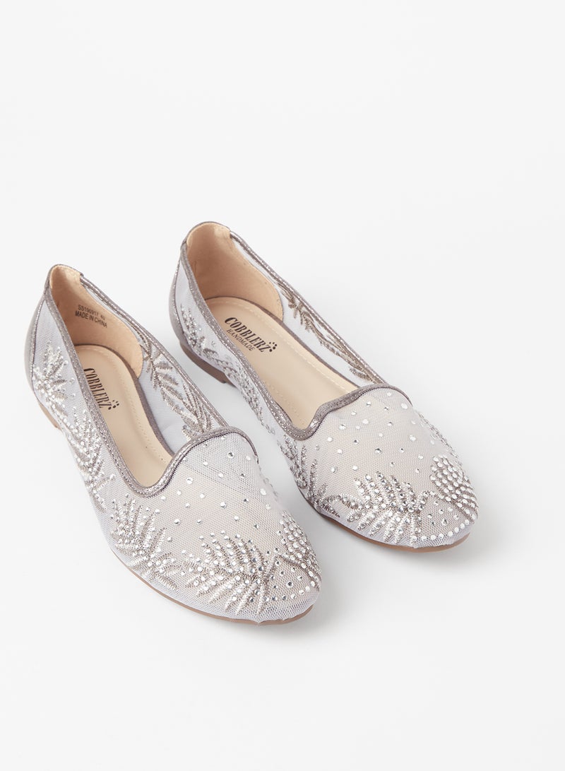 Cobblerz - Embellished Stylish Ballerina Silver - Image 1