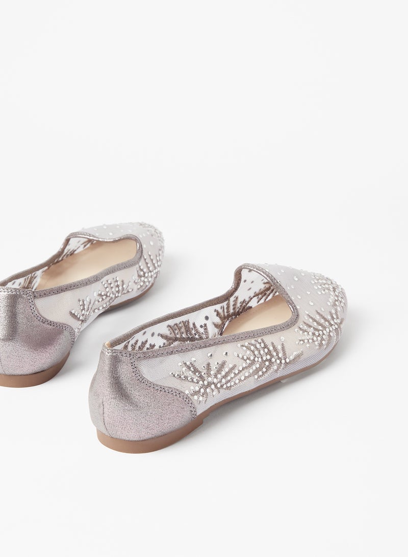 Cobblerz - Embellished Stylish Ballerina Silver - Image 1