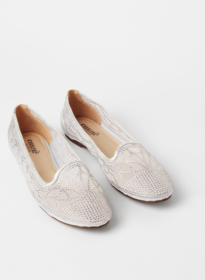 Cobblerz - Embellished Stylish Ballerina Silver - Image 1