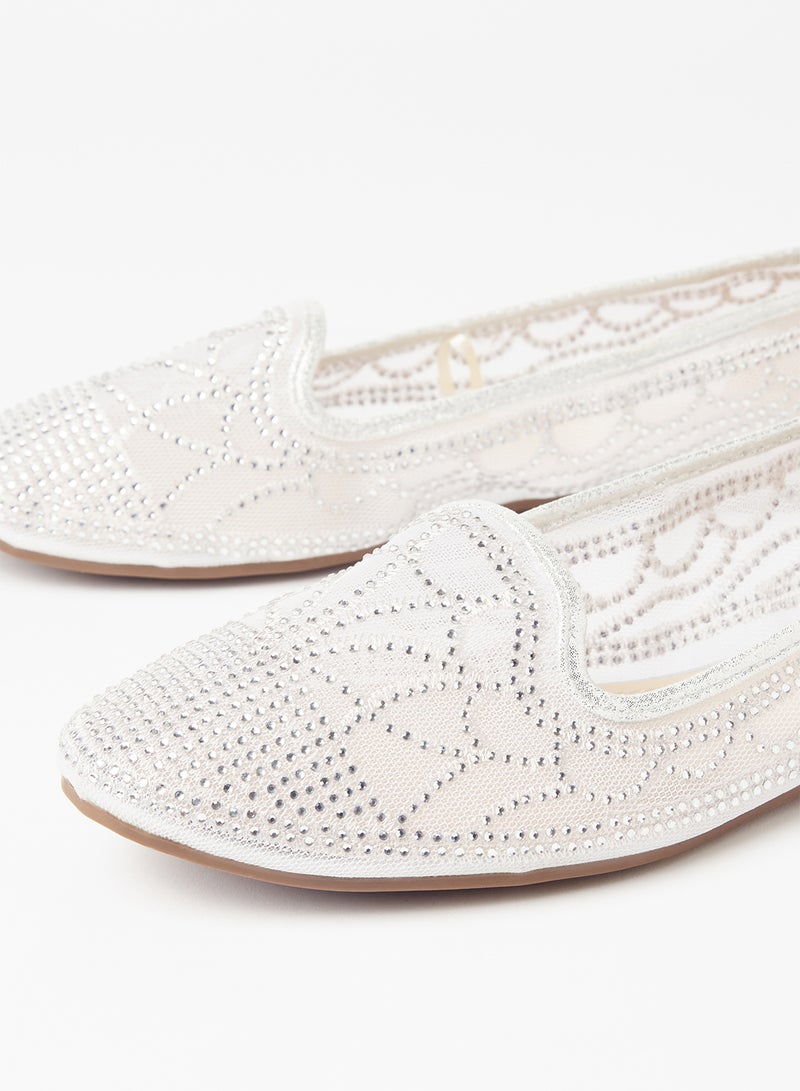 Cobblerz - Embellished Stylish Ballerina Silver - Image 1