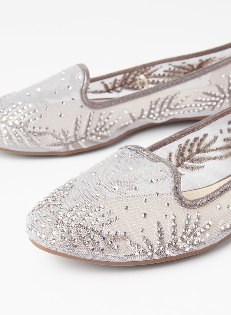 Cobblerz - Embellished Stylish Ballerina Silver - Image 1