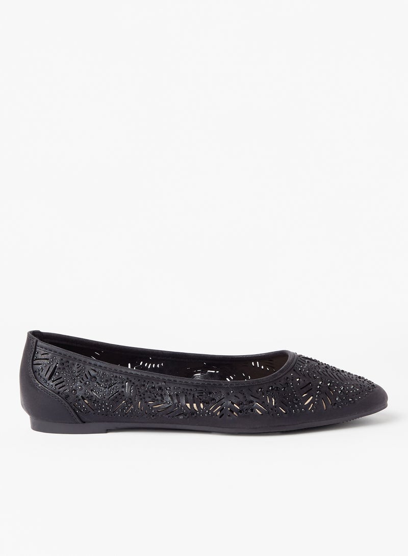 Cobblerz - Cut Out Detailed Ballerina Black - Image 1