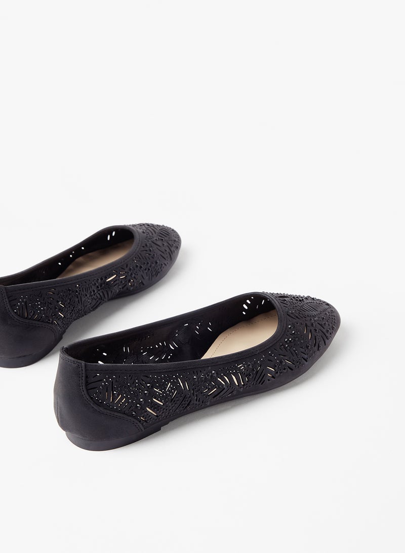 Cobblerz - Cut Out Detailed Ballerina Black - Image 1