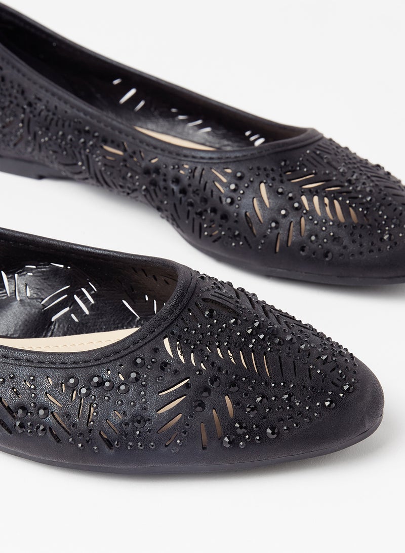 Cobblerz - Cut Out Detailed Ballerina Black - Image 1