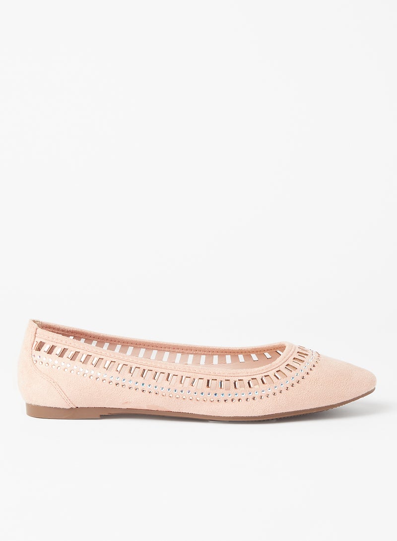 Cobblerz - Cut Out Detailed Embellished Ballerina Pink - Image 1