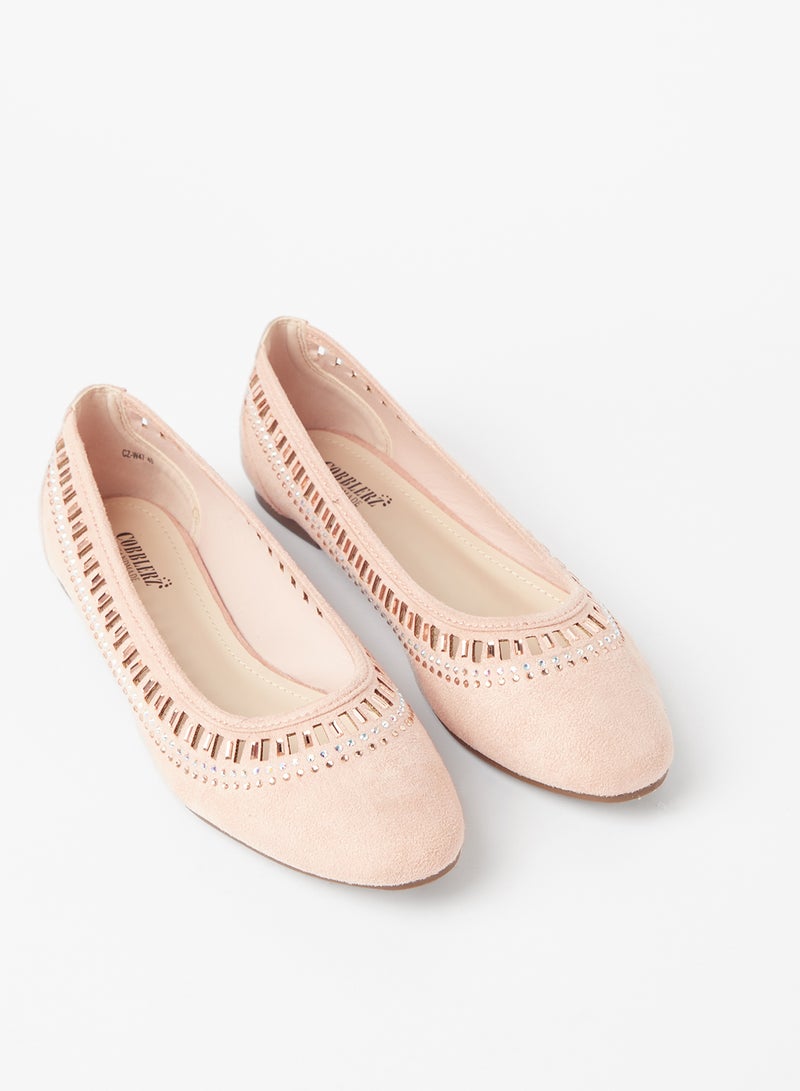 Cobblerz - Cut Out Detailed Embellished Ballerina Pink - Image 1