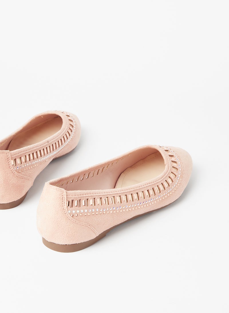 Cobblerz - Cut Out Detailed Embellished Ballerina Pink - Image 1