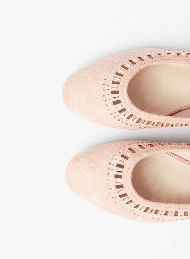 Cobblerz - Cut Out Detailed Embellished Ballerina Pink - Image 1