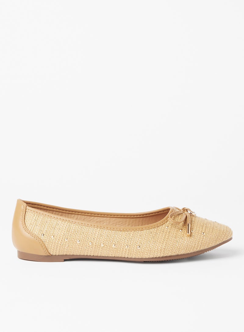 Cobblerz - Bow Detailed Ballerina Gold - Image 1