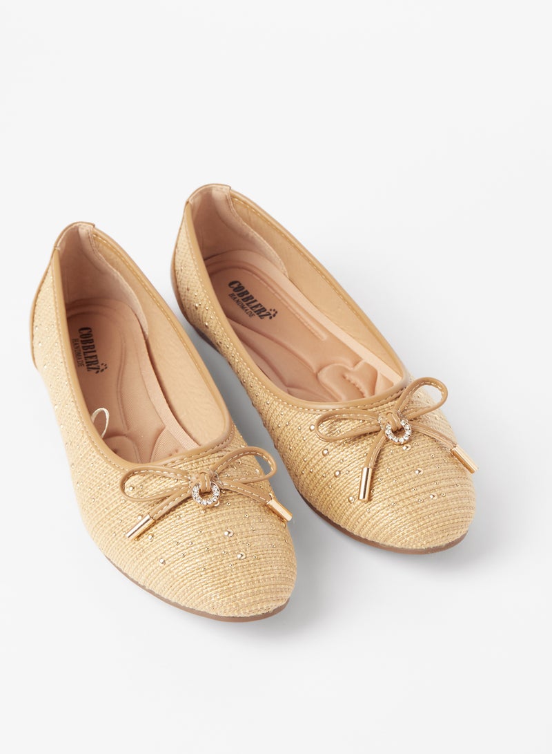 Cobblerz - Bow Detailed Ballerina Gold - Image 1