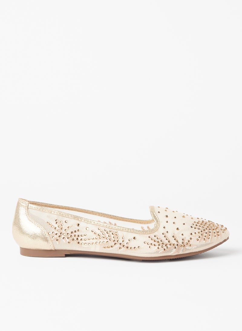 Cobblerz - Embellished Stylish Ballerina Gold - Image 1