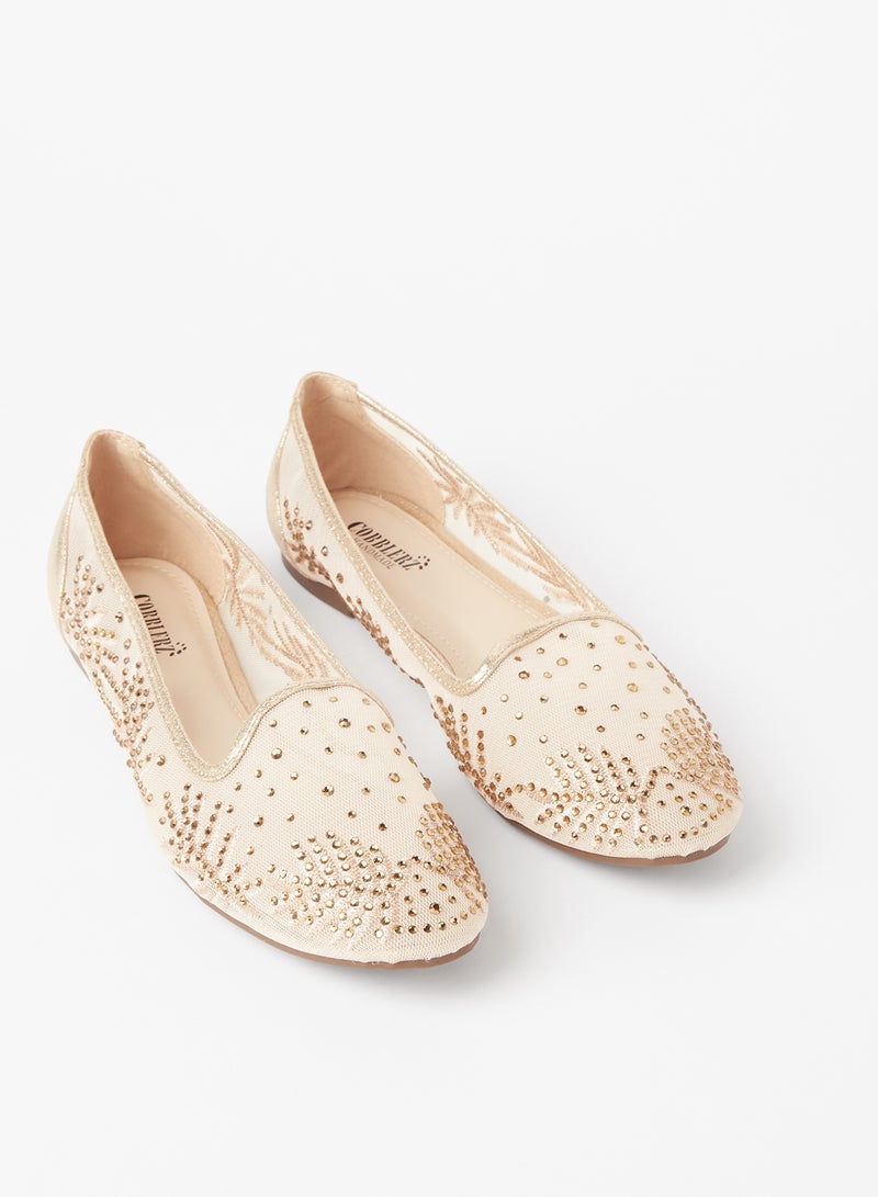 Cobblerz - Embellished Stylish Ballerina Gold - Image 1