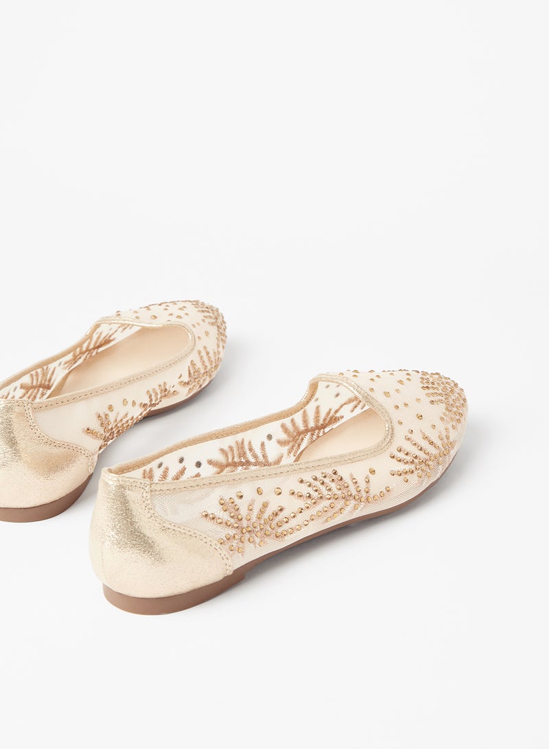 Cobblerz - Embellished Stylish Ballerina Gold - Image 1