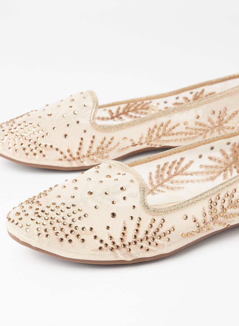 Cobblerz - Embellished Stylish Ballerina Gold - Image 1