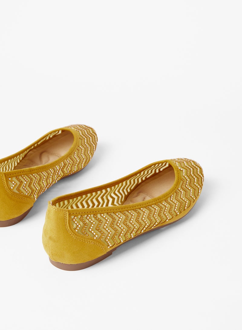 Cobblerz - Embellished Stylish Ballerina Yellow - Image 1
