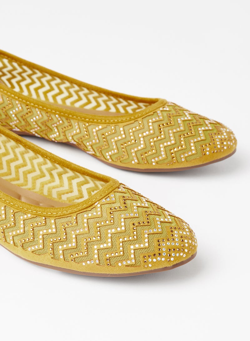 Cobblerz - Embellished Stylish Ballerina Yellow - Image 1