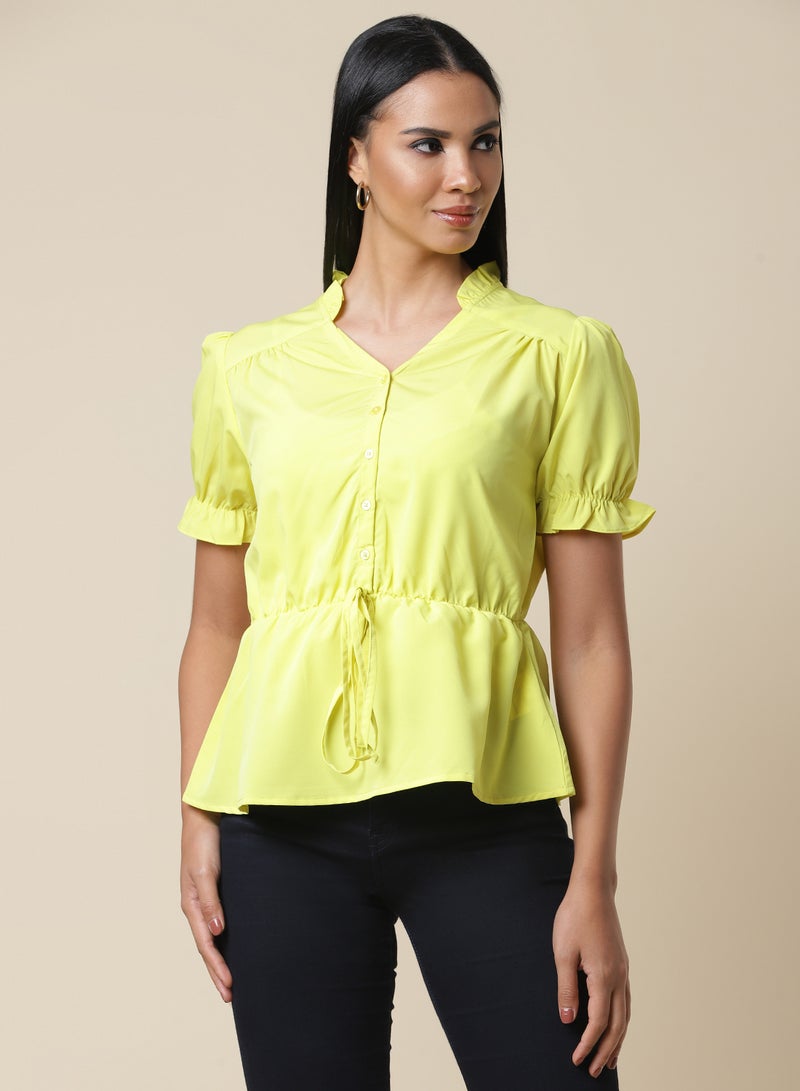 Aila Front Tie Up Plain Top Green - Image 1