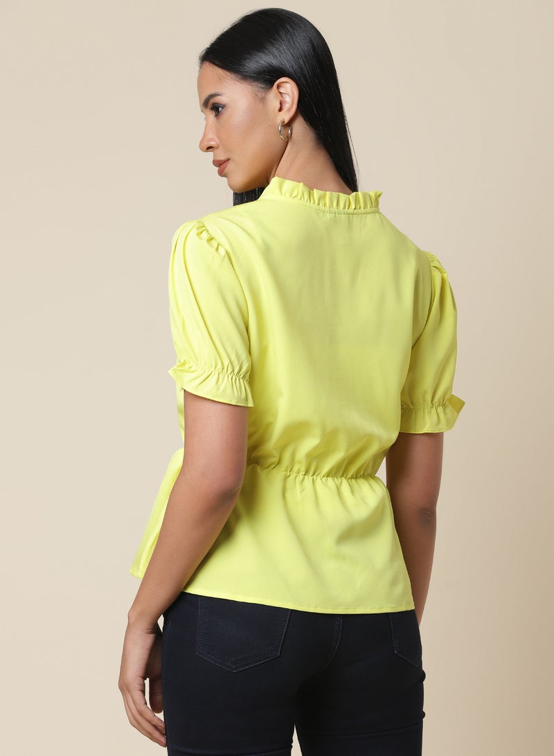 Aila Front Tie Up Plain Top Green - Image 2