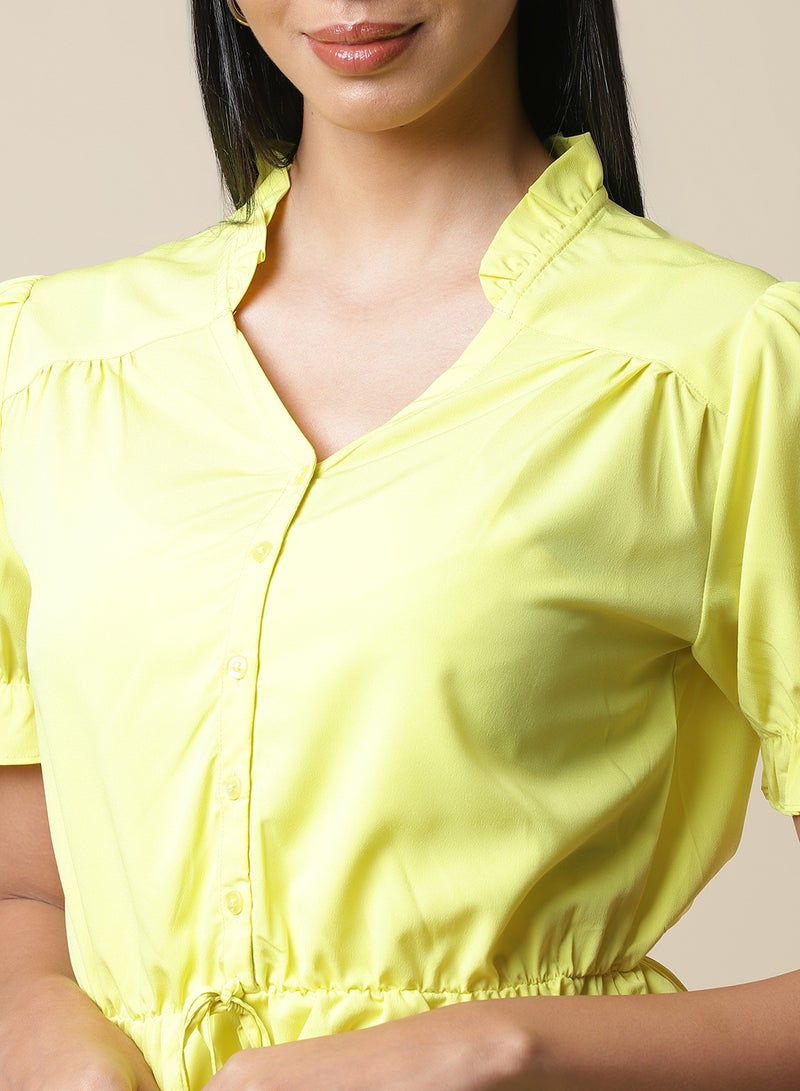 Aila Front Tie Up Plain Top Green - Image 4