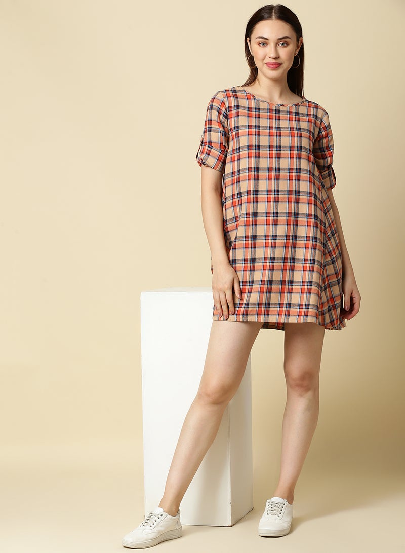 OFFROAD - Checkered Mini Dress Multicolour - Image 1