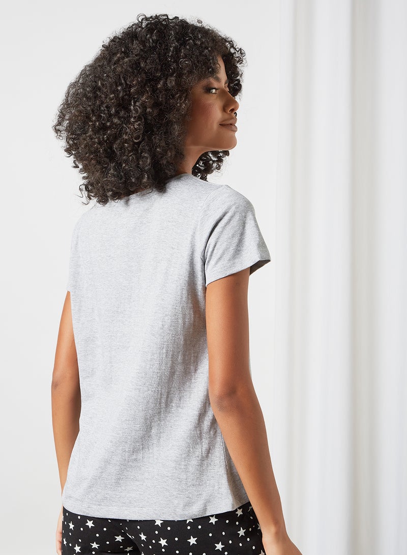 DELA - Plain Loungewear T-Shirt Grey Melange - Image 1