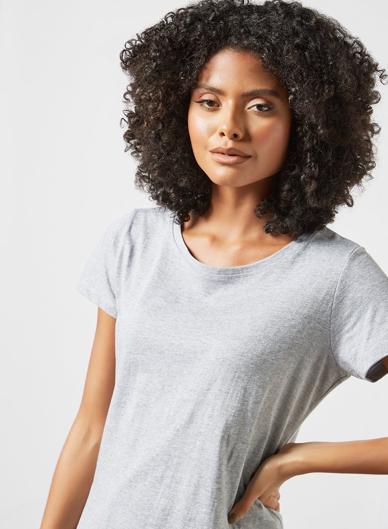 DELA - Plain Loungewear T-Shirt Grey Melange - Image 1