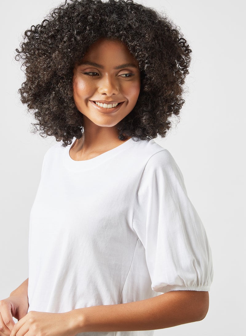 DELA - Volume Sleeve Loungewear T-Shirt Ivory - Image 1