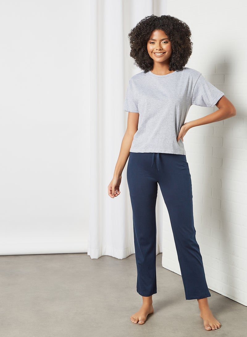 DELA - Plain Relaxed Loungewear T-Shirt Grey - Image 1