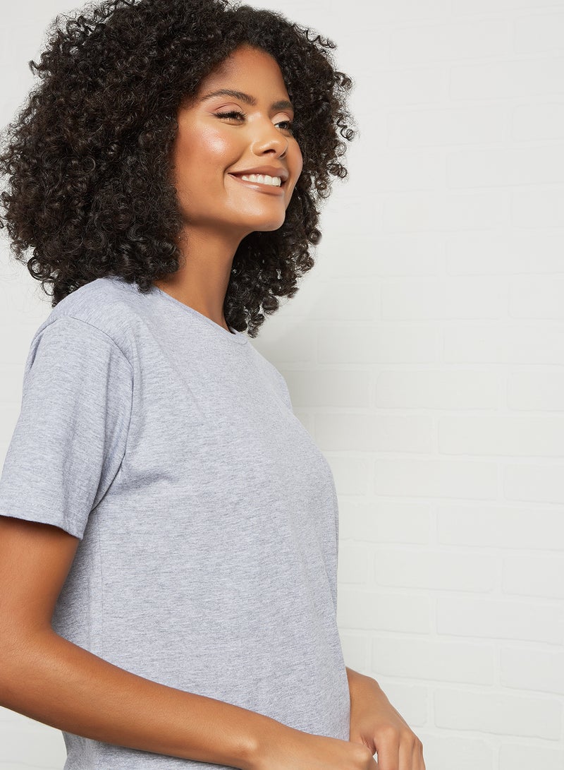 DELA - Plain Relaxed Loungewear T-Shirt Grey - Image 1