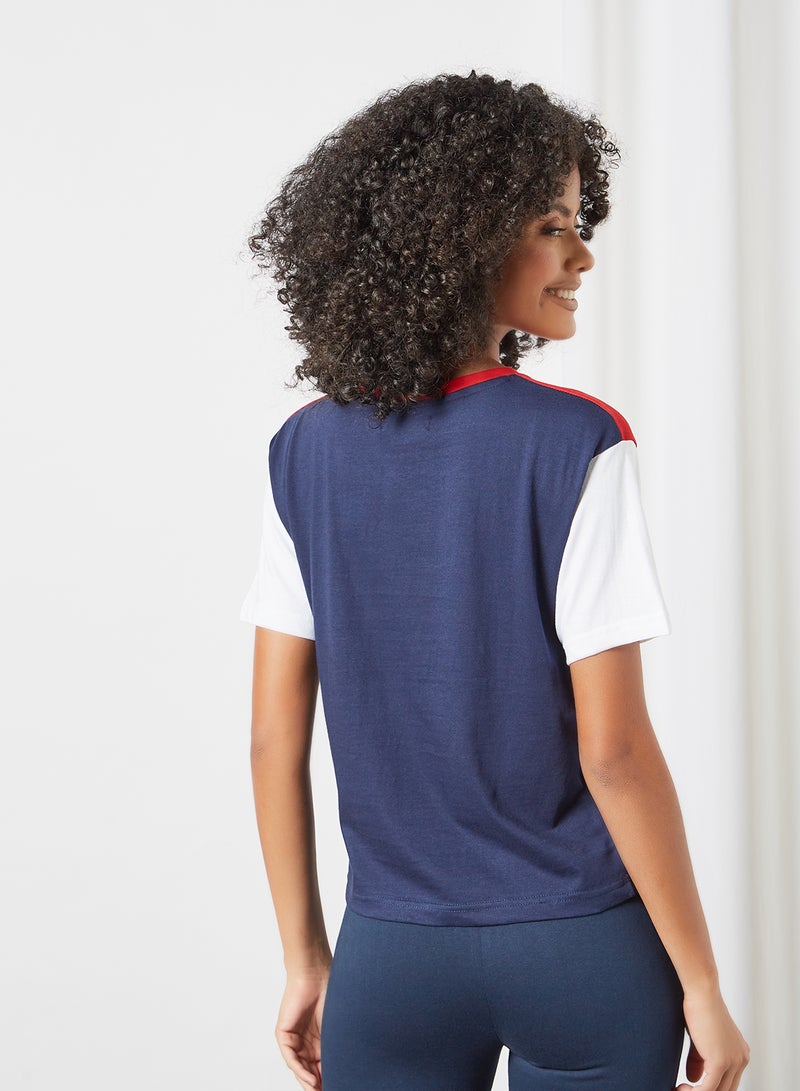 DELA Colourblock Loungewear T-Shirt Navy/Red/White - Image 2