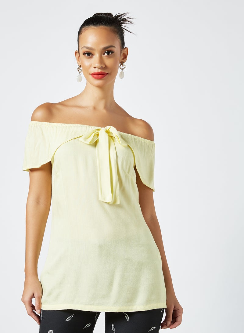 Aila - Solid Pattern Blouse Lemon Yellow - Image 1