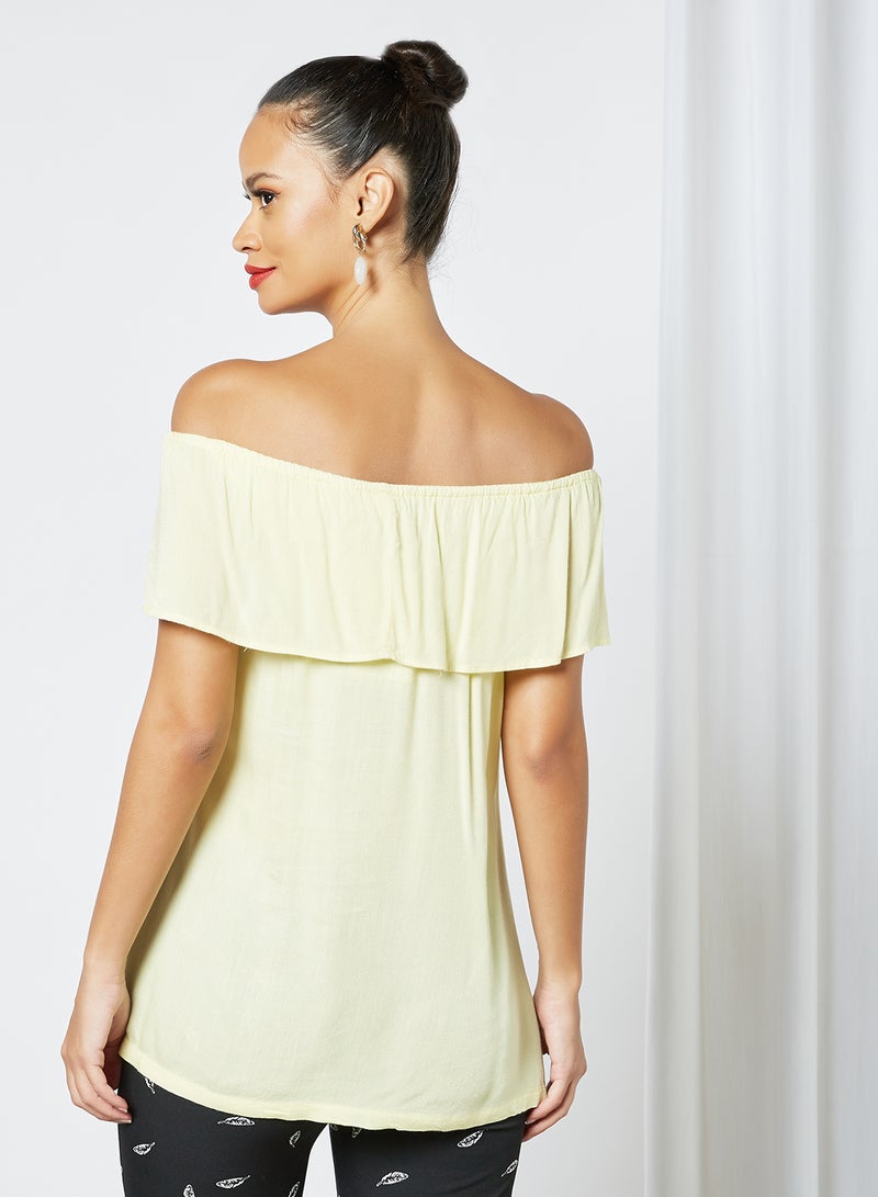 Aila - Solid Pattern Blouse Lemon Yellow - Image 1