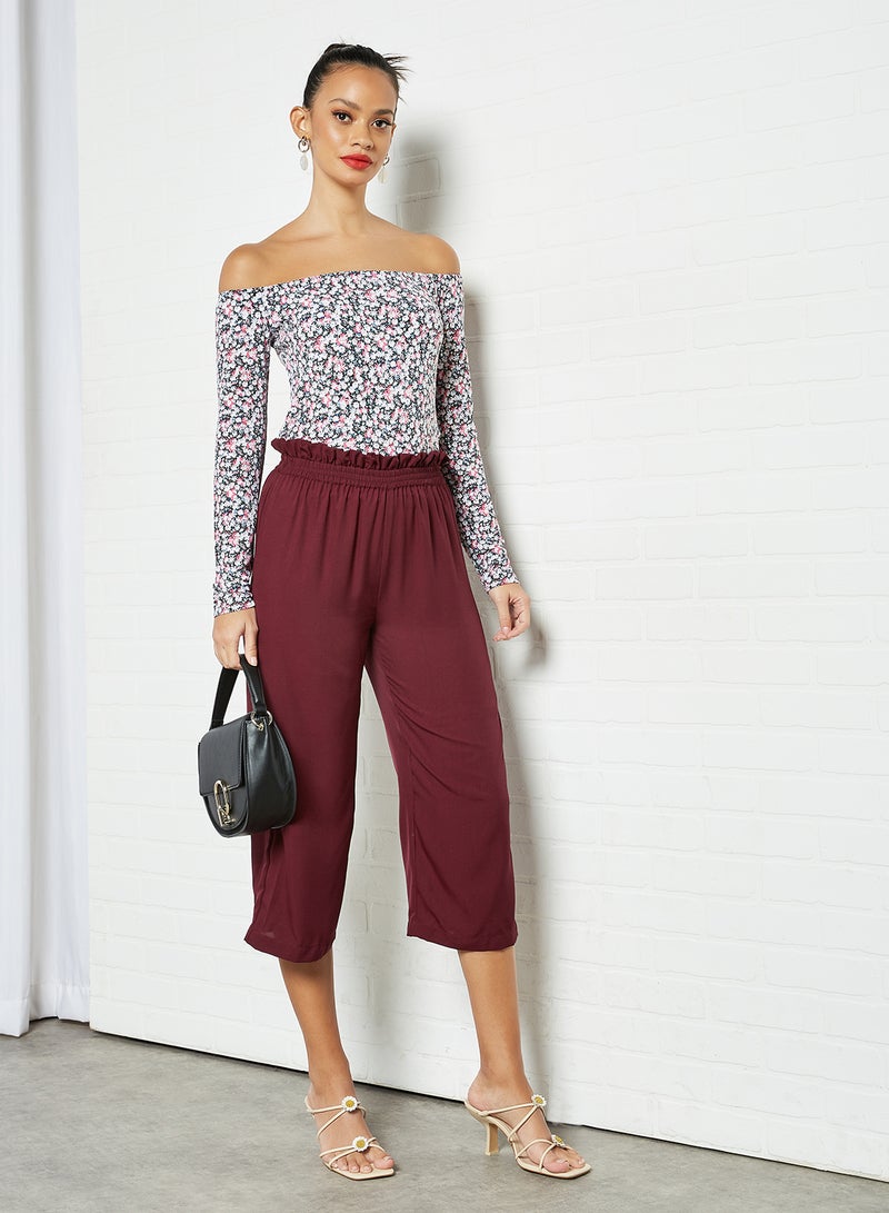 Aila - Cold Shoulder Long Sleeve Casual Printed Bodiced Tops black / white multicolor - Image 1