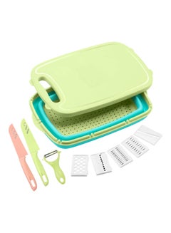 Multipurpose Foldable Basket Vegetable and Fruit Slicer Multicolour
