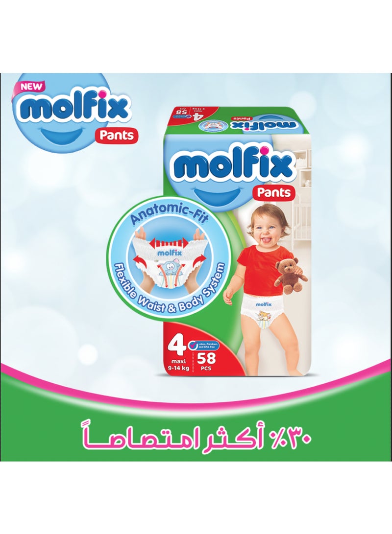 Molfix - 58-Piece Maxi Baby Diaper Pants Jumbo Size 4 - Image 1