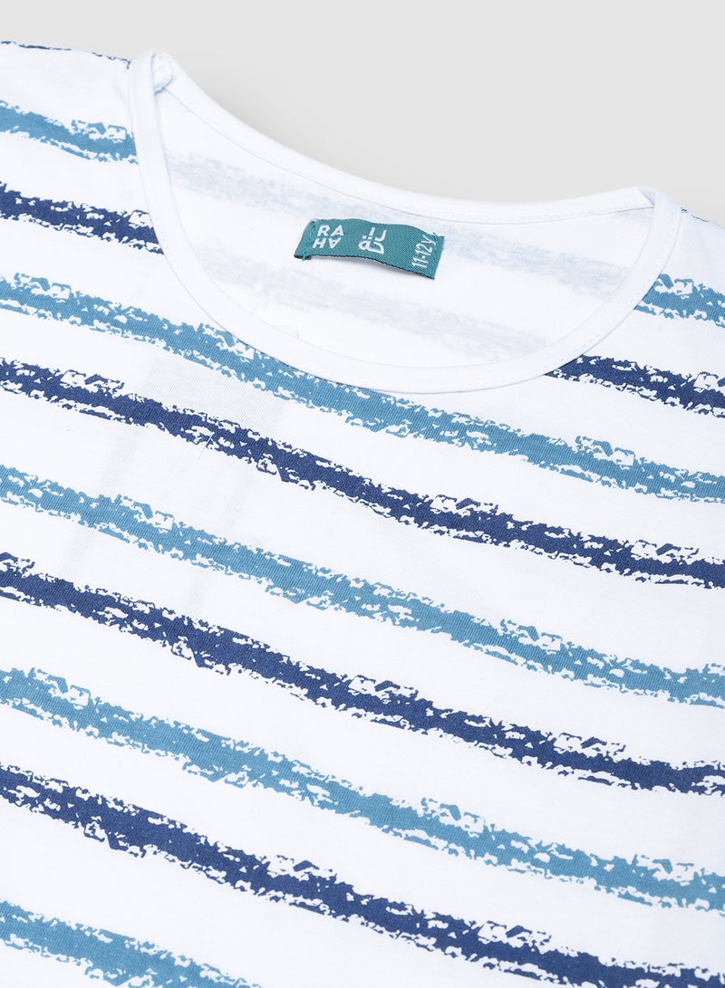 RAHA Boys Trendy Comfortable Stylish T-Shirt Blue / White  - Image 3