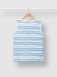 RAHA Casual Boys Cotton Comfortable Stylish T-Shirt White / Blue  - Image 2