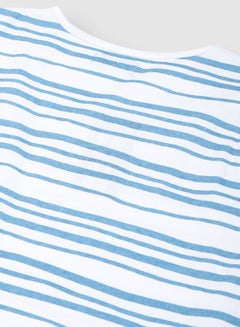 RAHA Casual Boys Cotton Comfortable Stylish T-Shirt White / Blue  - Image 4