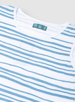 RAHA Casual Boys Cotton Comfortable Stylish T-Shirt White / Blue  - Image 3