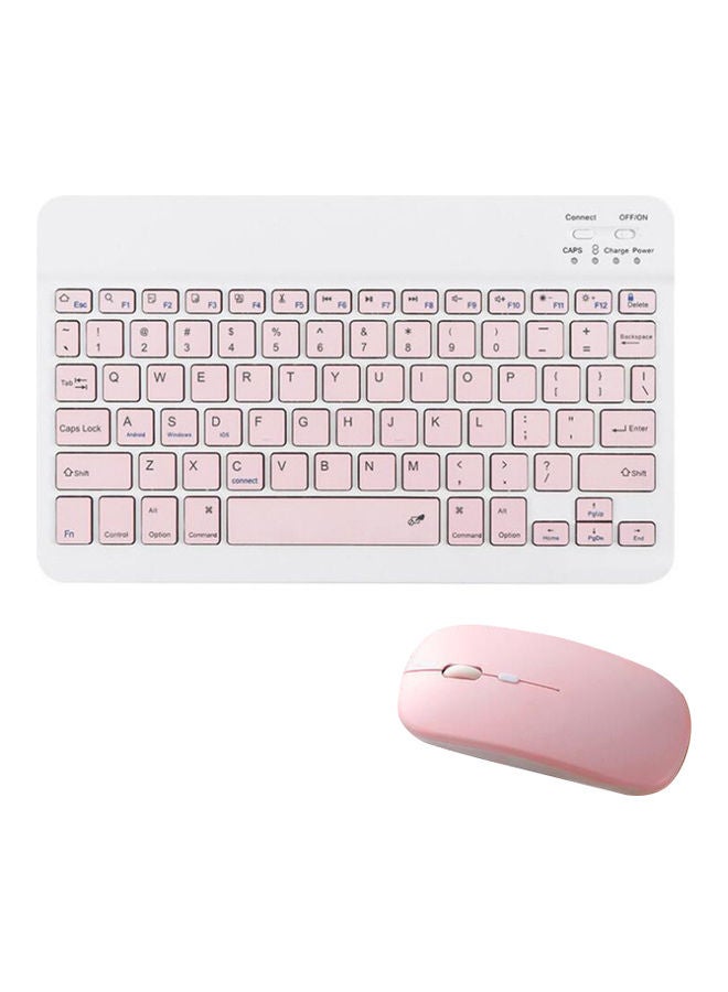 Generic Ultra Slim Design Rechargeable Tablet Wireless Keyboard And Mouse Pink 